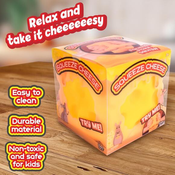 Giggle Zone Squeeze Cheese Block Large Squishy Sensory Fidget Stress Novelty Toy - Picture 8 of 10